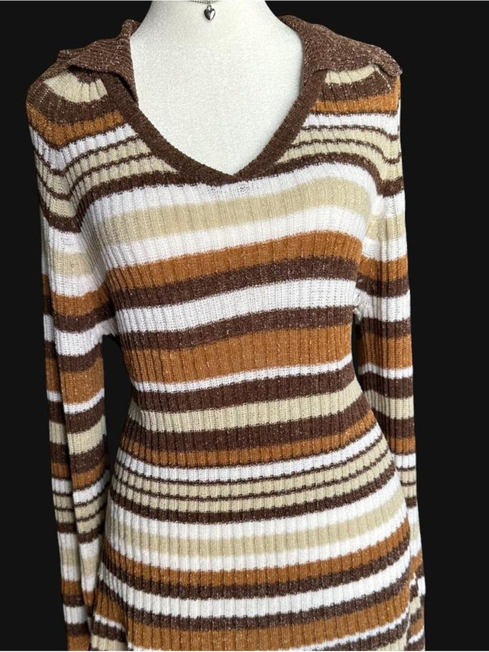 K Studio slouchy striped blouse airy acrylic fabric